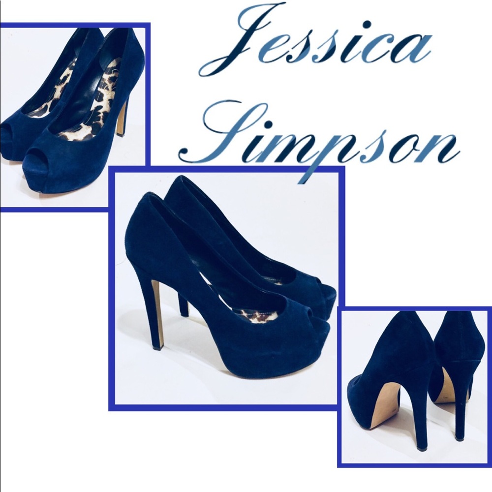 Jessica Simpson Carri Blue Suede Platform Sz 8